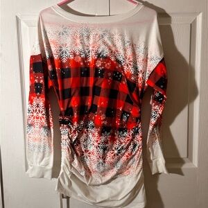 Red and Black Plaid Women's Top